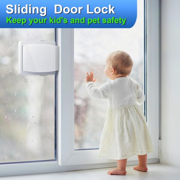 Sliding Door Lock, 2 Pack Child Safety Sliding Glass Door Lo...
