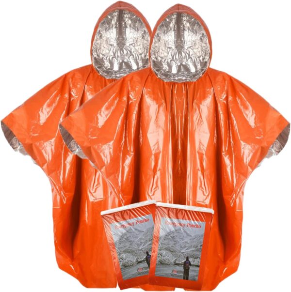2025 Thickened Emergency Rain Poncho with Mylar Blanket Line...