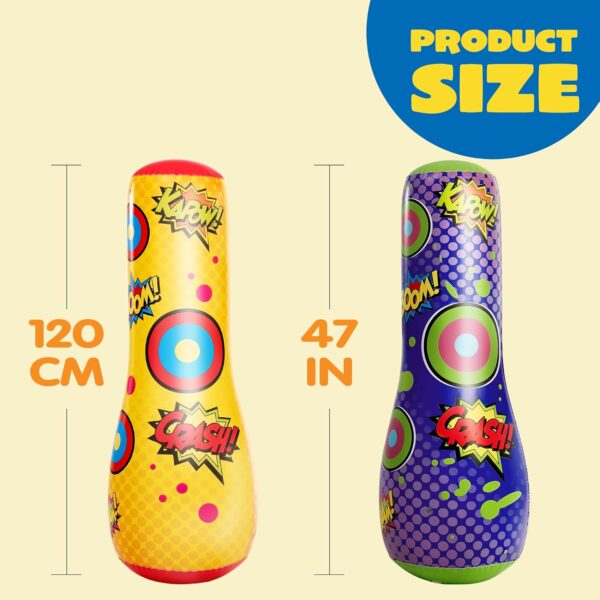 2 Pack Inflatable Bopper, 47 Inches Kids Punching Bag with B...