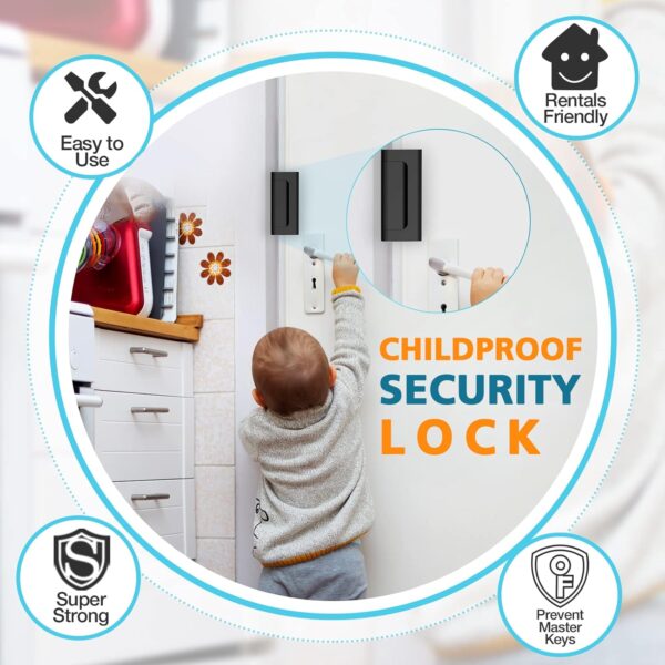 Home Security Door Lock Reinforcement - Child Proof High Sec...