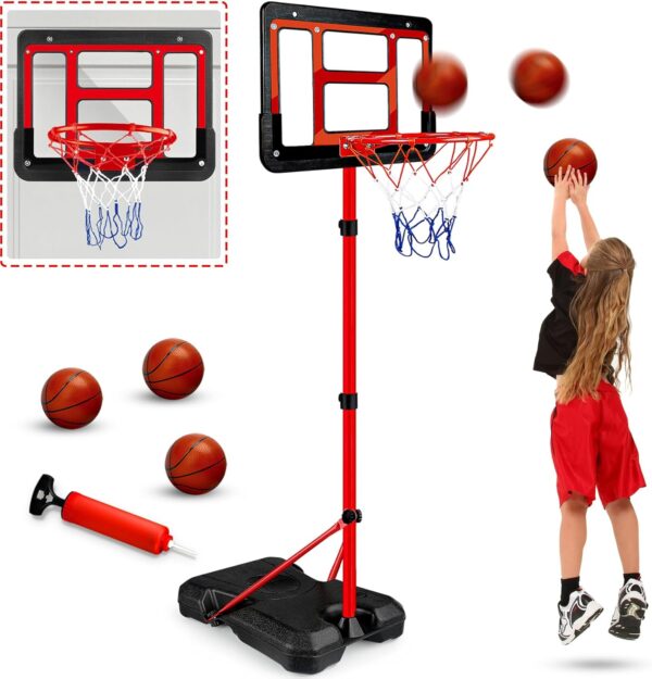 Kids Basketball Hoop with Stand, Adjustable Basketball Set, ...