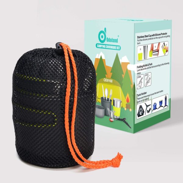 Odoland Camping Cookware Stove Carabiner Canister Stand Trip...