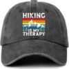 Funny Camping Hats Hiking is My Therapy Colorful Printed Bas...