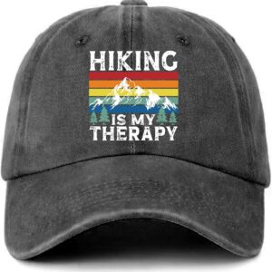 Funny Camping Hats Hiking is My Therapy Colorful Printed Bas...