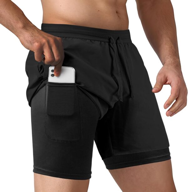NIMOJIRO Men's 2 in 1 Running Shorts Workout Athletic Traini...