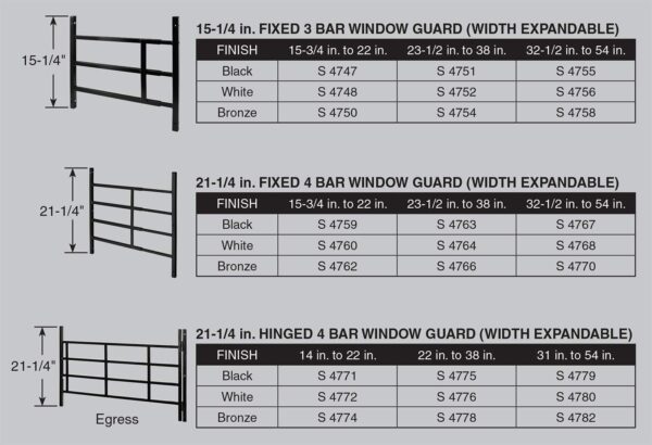 Segal S 4767 Carbon Steel Fixed 4-Bar Window Grill for Home ...