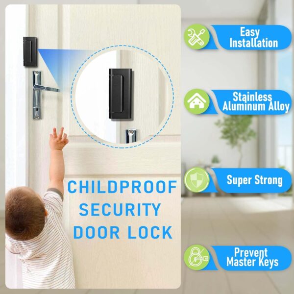 2Pack Home Security Door Reinforcement Lock, Childproof Safe...