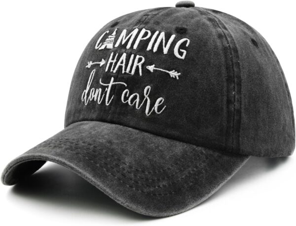 Waldeal Embroidered Camping Hair Don't Care Hat Adjustable W...