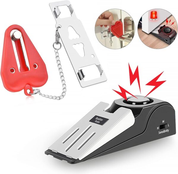 Portable Door Lock & Door Stop Alarm,Dual Protection Securit...