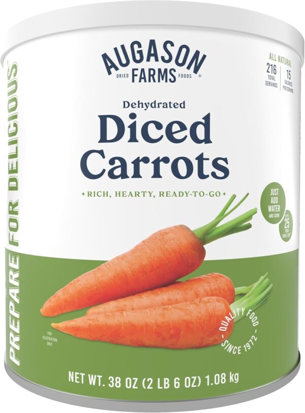 Augason Farms Dehydrated Diced Carrots Can, Emergency Food S...