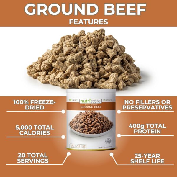 Nutristore Freeze Dried Ground Beef | Pre-Cooked Hamburger M...