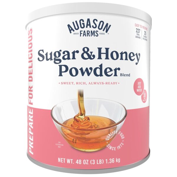 Augason Farms Sugar & Honey Powder Blend Can, Emergency Food...