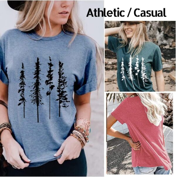 Funny Graphic Women Skinny Pine Tree Shirt Summer Hiking Cam...