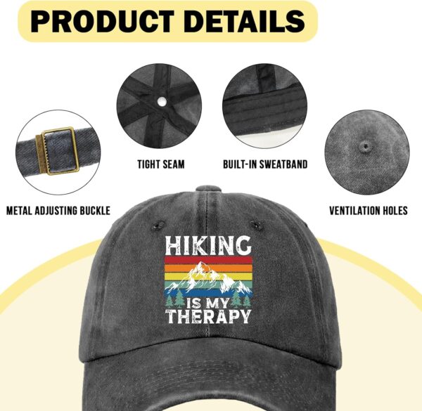 Funny Camping Hats Hiking is My Therapy Colorful Printed Bas...