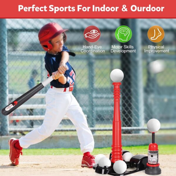 T Ball Set, Tee Ball Set for Kids 3-5 with 6 Large Baseballs...