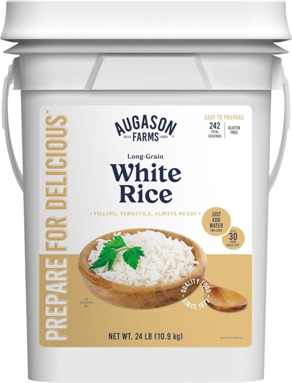 Augason Farms Long Grain White Rice 4-Gallon Pail, Emergency...