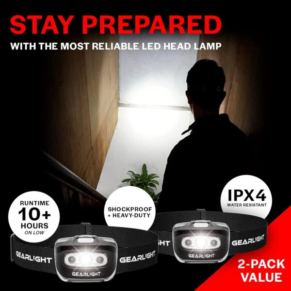GearLight 2Pack LED Headlamp - Outdoor Camping Head Lamps wi...
