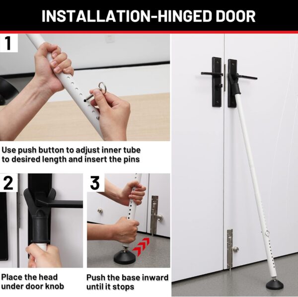 Door Stoppers Security Bar 2 Pack - Heavy Duty Door Jammer -...