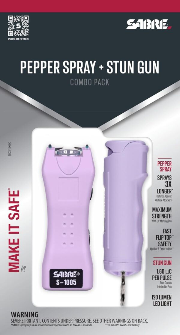 SABRE Pepper Spray & 2-in-1 Stun Gun with Flashlight, Self D...