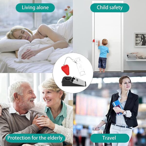 Portable Door Lock & Door Stop Alarm Set, Dual Protection Ho...