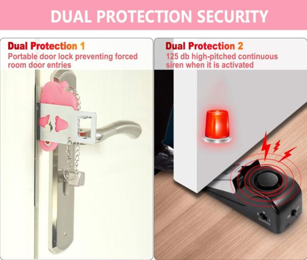 Hotel Door Lock & Door Stop Alarm,Dual Protection Security D...