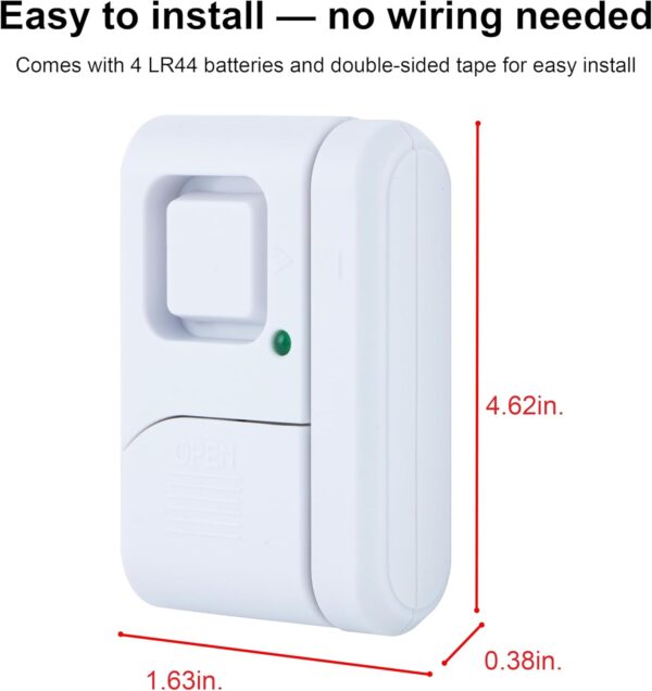 GE Personal Security Window and Door Alarm, 4 Pack, DIY Prot...