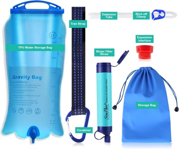 SimPure Gravity Water Filter, Portable Gravity-Fed Water Pur...