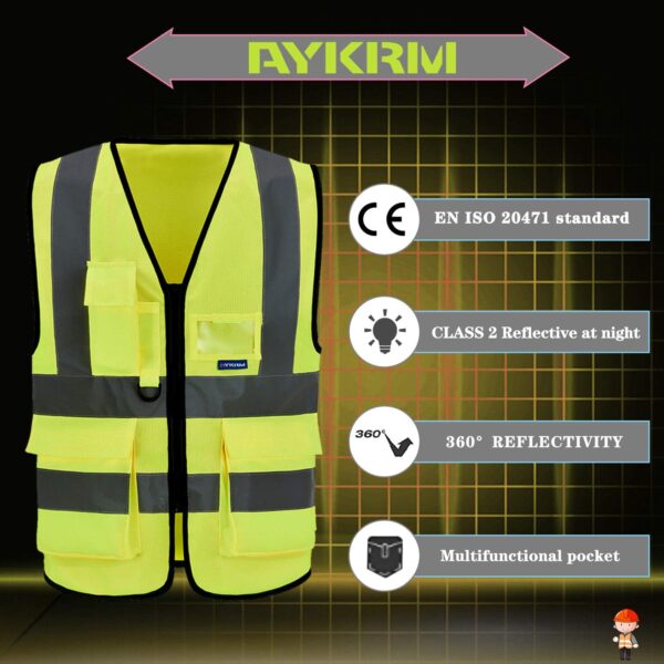 Reflective Security Safety Vests Heavy Duty with 7 Pockets a...