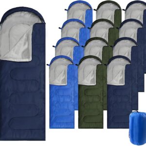 12 Pcs Camping Sleeping Bags Bulk 4 Seasons Warm Cold Weathe...