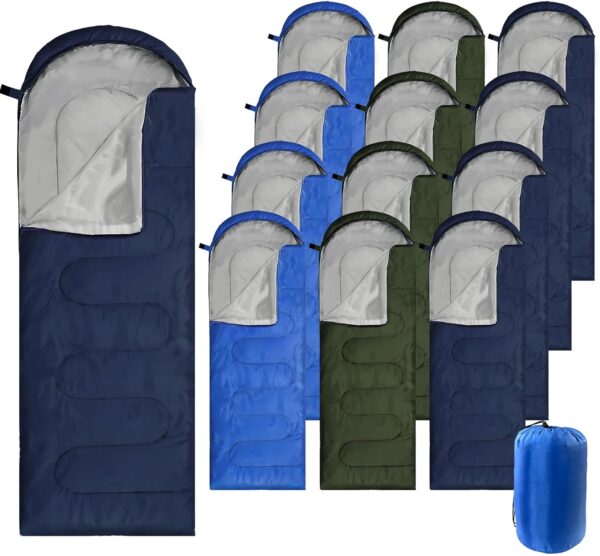 12 Pcs Camping Sleeping Bags Bulk 4 Seasons Warm Cold Weathe...