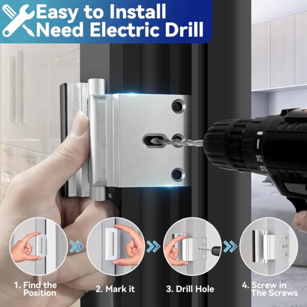 4Pack AceMining Door Reinforcement Lock Withstands 800lbs of...