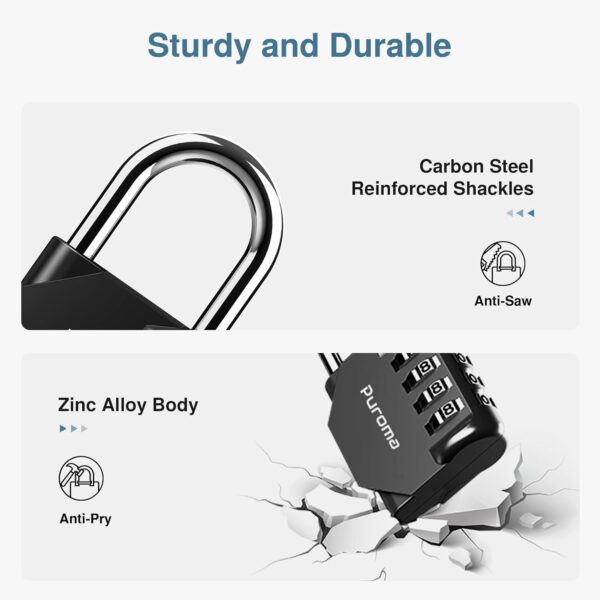 Puroma 4 Pack Combination Lock for Locker 4 Digit Outdoor Wa...