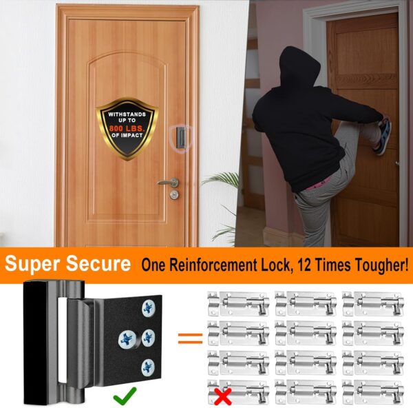 Home Security Door Reinforcement Lock, Upgraded Front Door L...
