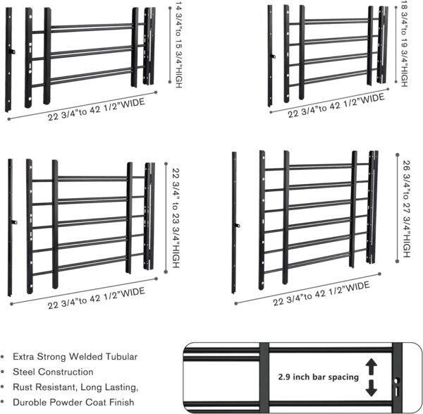 Grisham PP SPAG Window Security Bars with Quick-Release Egre...