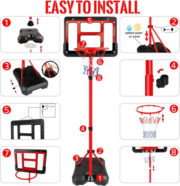 Kids Basketball Hoop with Stand, Adjustable Basketball Set, ...