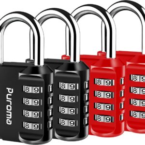 Puroma 4 Pack Combination Lock for Locker 4 Digit Outdoor Wa...
