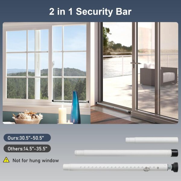 DIIG Sliding Door Security Bar，17.7-50.5inch Adjustable Lock...