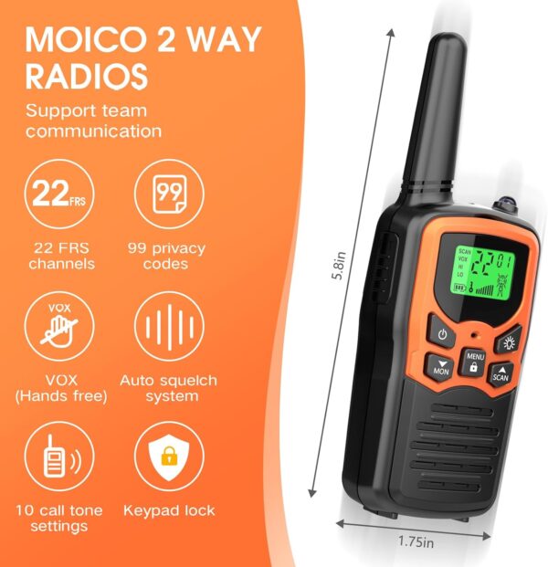 Walkie Talkies, MOICO Long Range Walkie Talkies for Adults w...