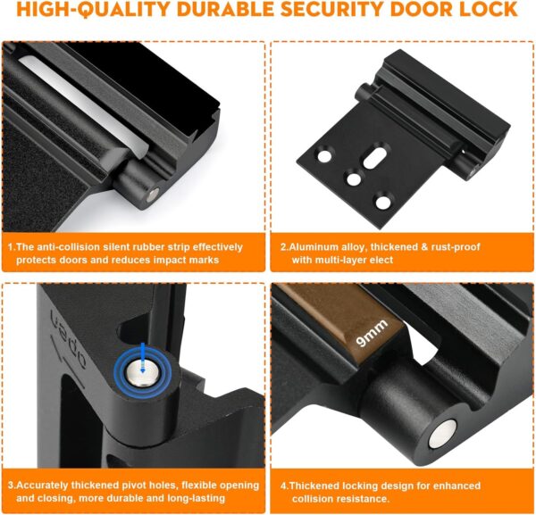 Home Security Door Reinforcement Lock, Upgraded Front Door L...