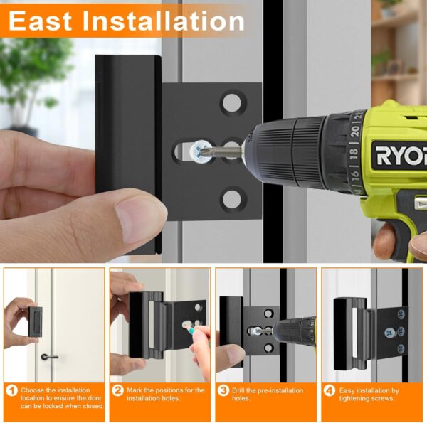 Home Security Door Reinforcement Lock, Upgraded Front Door L...