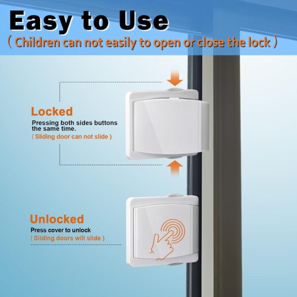 Sliding Door Lock, 2 Pack Child Safety Sliding Glass Door Lo...
