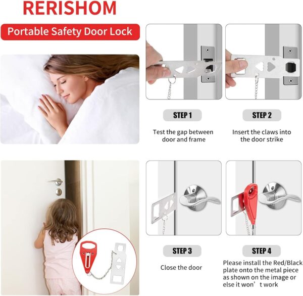 Portable Door Lock 2Pack Extra Lock for Additional Privacy a...