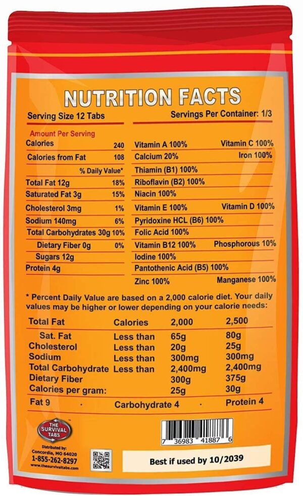 Survival Tabs 8-Day Emergency Food Supply – 96 Tabs for Torn...