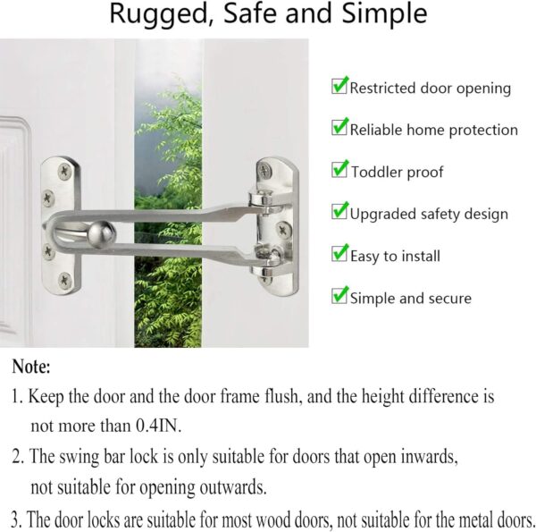 Home Security Door Lock, 2 Pack Latch Guard Clasp Front Door...