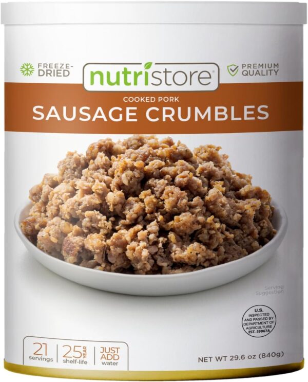 Nutristore Freeze Dried Sausage | Pre-Cooked Ground Pork Mea...