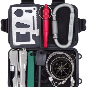 Outdoor Survival Kit 7 in 1,Mini Emergency Survival Gear Sma...