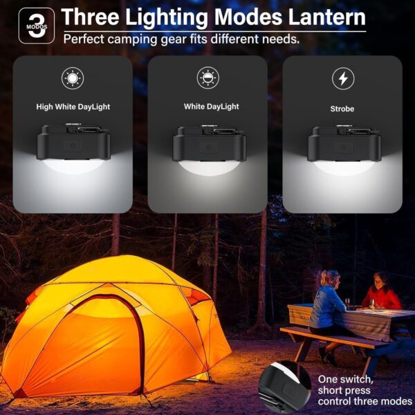 3 Pcs Black LED Camping Lights Tent Lights Portable Recharge...