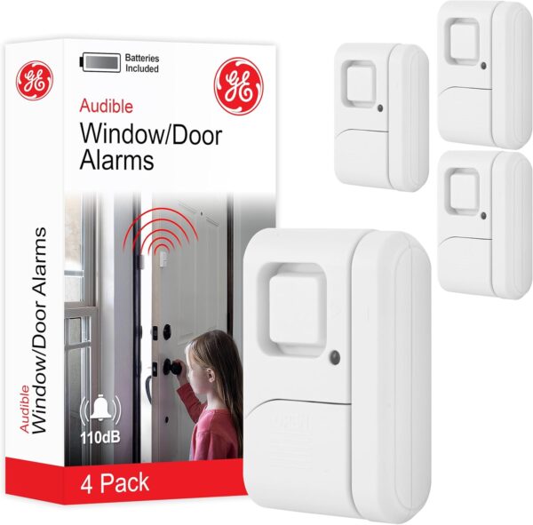 GE Personal Security Window and Door Alarm, 4 Pack, DIY Prot...