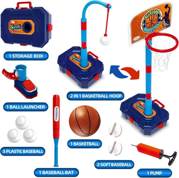 4 in 1 Basketball Hoop for Kids 1-3, 3-5, Toddler Basketball...