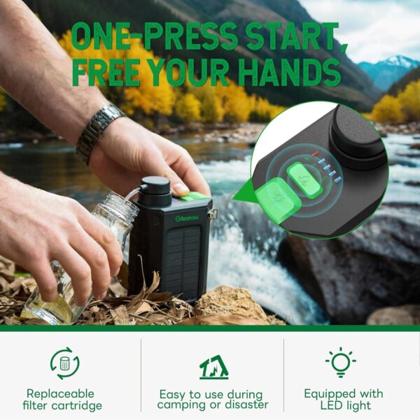 Greeshow Electric Portable Water Filter Camping - Solar Powe...
